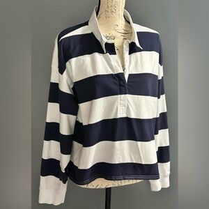 Navy & White Striped Rugby Top